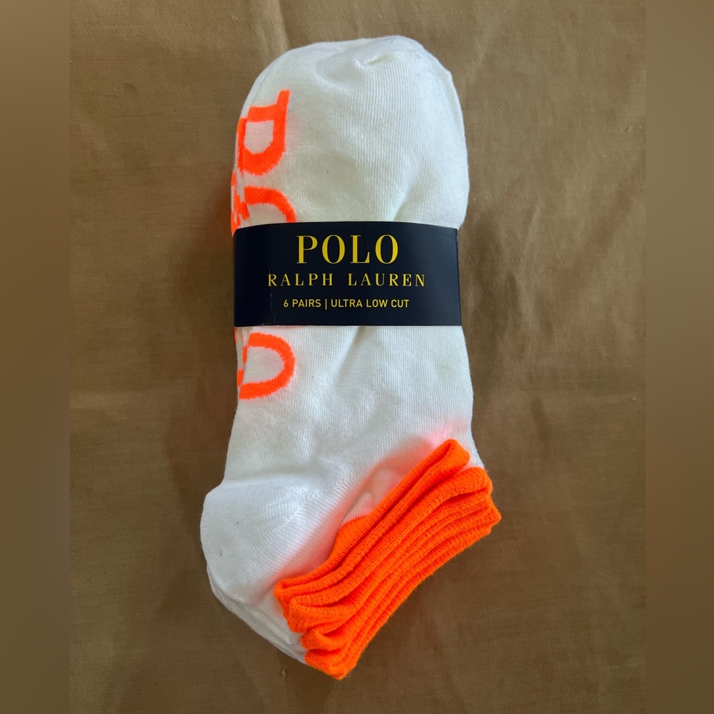 NWT- POLO Ralph Lauren- 6 pairs Ultra Low Cut Socks